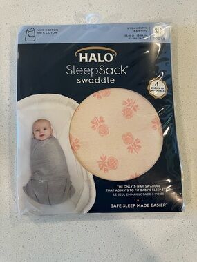 Halo SleepSack Swaddle - Pink Floral Print on Cream - Small